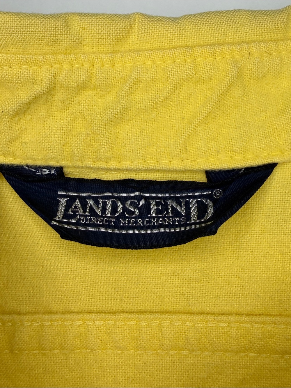 Vintage Lands' End Men's Bright Yellow Button-Down Shirt with Chest Pockets - Picture 2 of 11